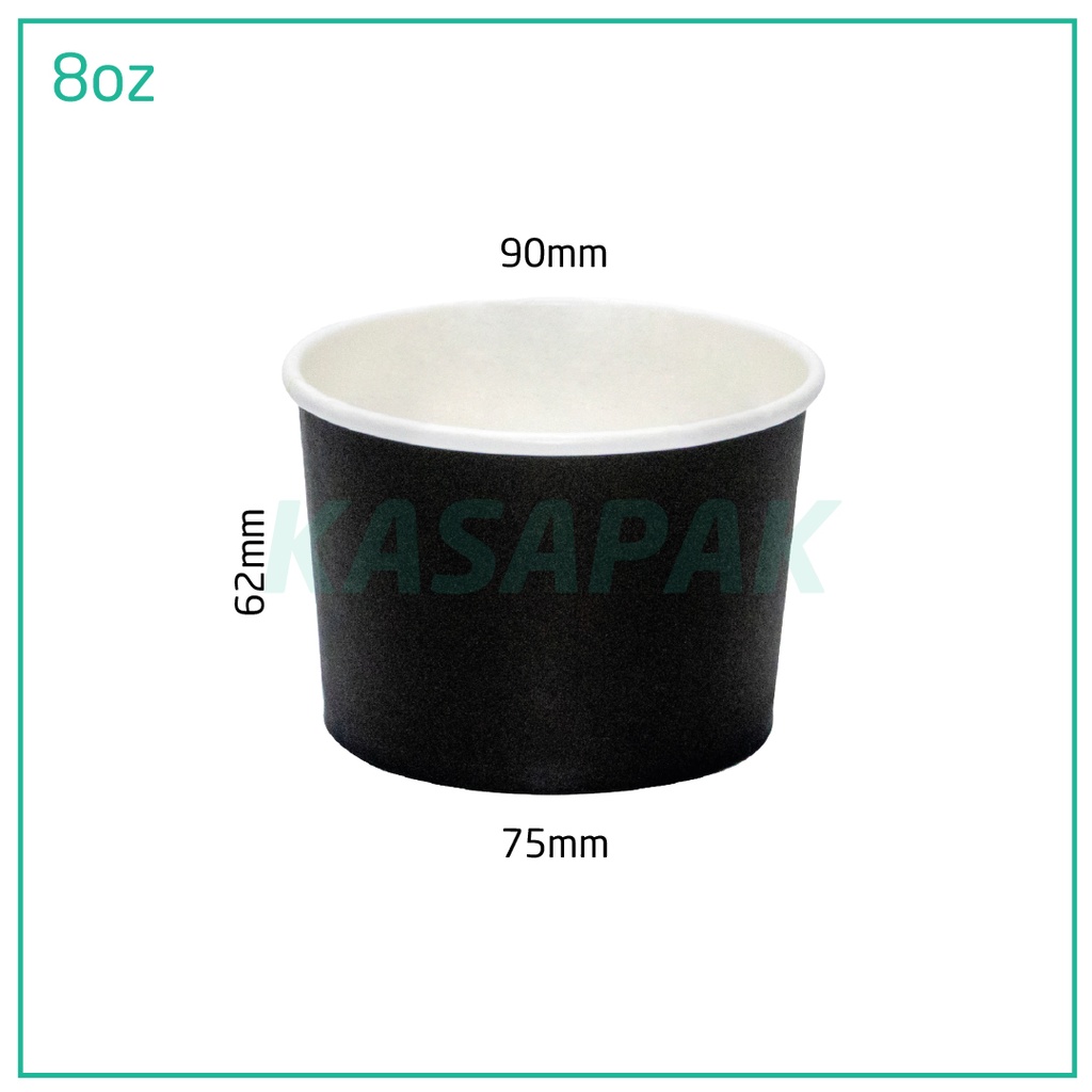 8oz black paper soup bowl 500 ctn kasapak